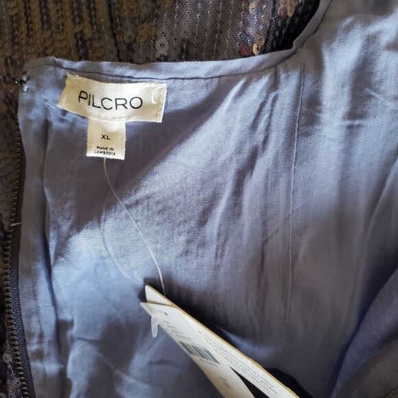 Pilcro Sequin Slim Midi Dress Scooped Square Neck Sleeveless Women's Size XL - Picture 9 of 11